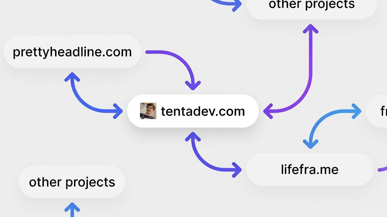 Portfolio hub strategy diagram showing bidirectional backlinks between main portfolio and projects